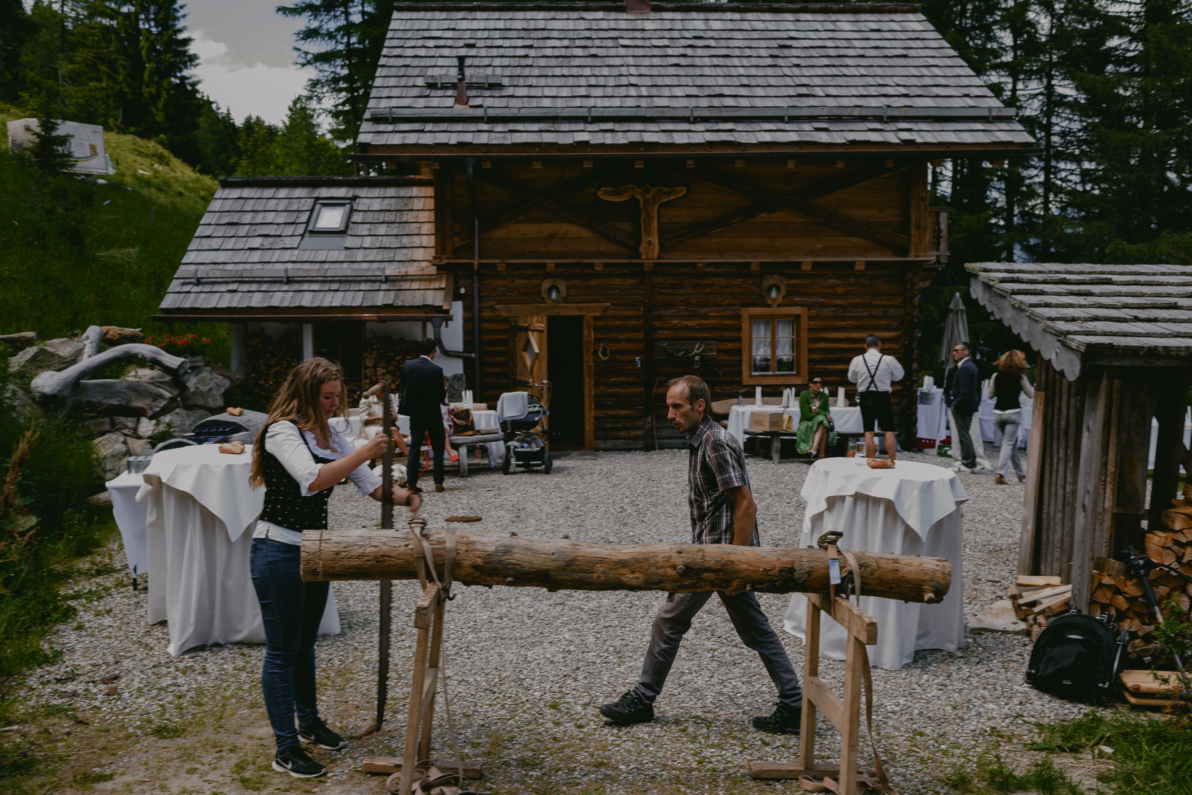 the log for the newlyweds austria chalet wedding